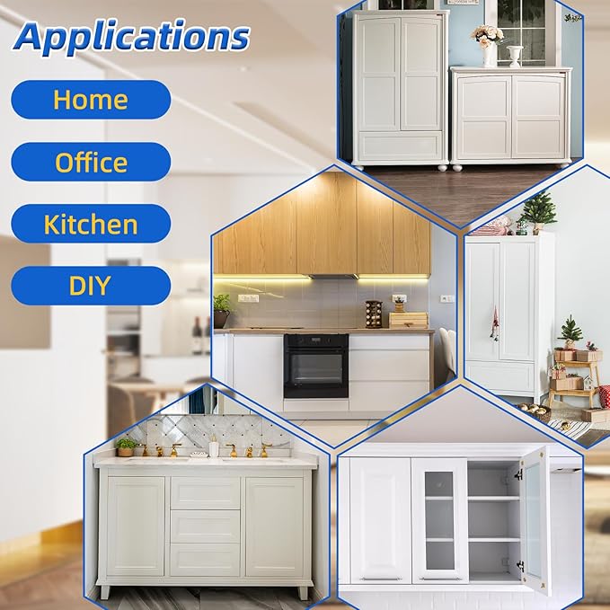 Magnetic Push to Open Jiayi Push Release Magnet Cabinet Door Latch, Push Open Drawer Catch for Large Door, Push in Door Unlock Kitchen Spring Opening Press Out Push Magnetic Latches (White, 4 Pack)
