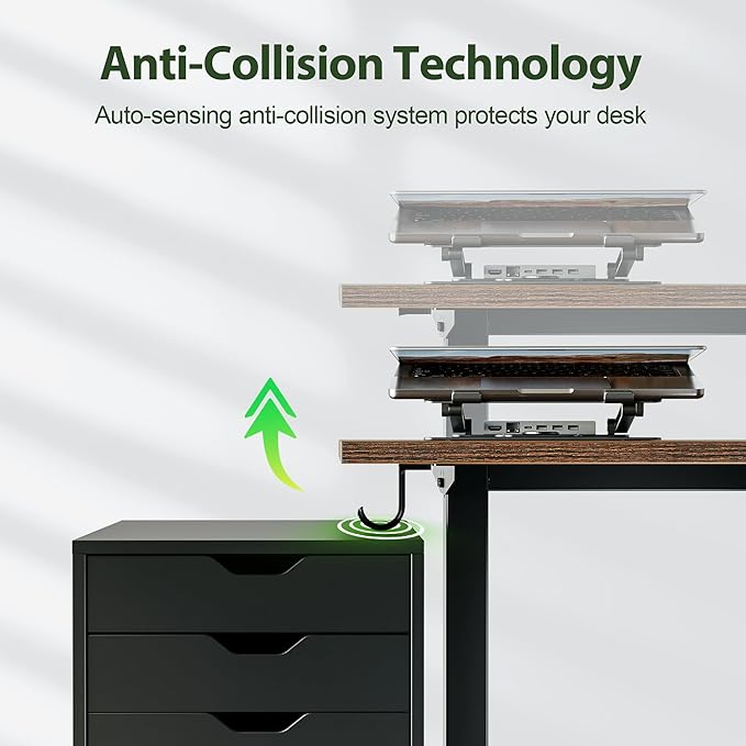 Agilestic Height Adjustable Desk with Keyboard Tray, 55 x 24 Inches Electric Standing Desk with Memory Preset, Stand up Computer Table, Lightweight Board, Dark Brown