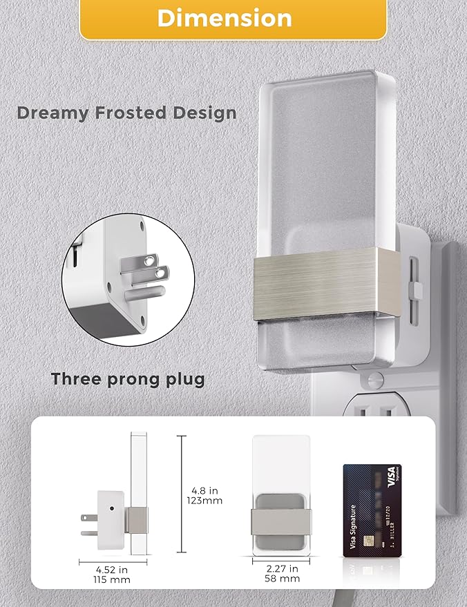 L LOHAS LED Night Light, Night Lights Plug Into Wall, 2 Pack Decorative Nightlight with Light Sensor, 0-100LM Dimmable Nightlights, Daylight Wall Sconce-Style Acrylic Nitelight for Bathroom, Hallway