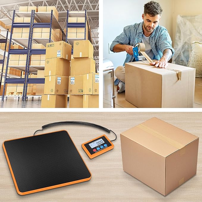 Fuzion Shipping Scale, 440LB/200KG x 10g Digital Postal Scale, Hold/Tare Function, Postage Scale for Packages Small Business/Luggage/Mailing, Battery & AC Adapter Included