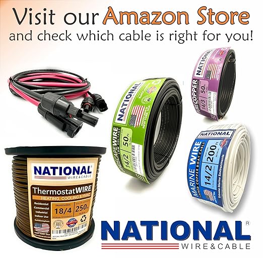 NATIONAL Wire&Cable - 14/2 Audiophile Speaker Wire (25 Feet) 14AWG Gauge - Made in USA - in Wall Audio Speaker Wire Cable/CL Rated/ETL Listed / 2 Conductors - OFC Oxygen-Free Copper, White 25ft