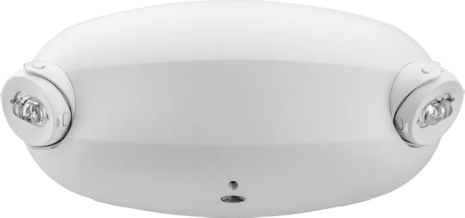 Lithonia Lighting Quantum Emergency Light, Contemporary Commercial LED Emergency Lights with 2 Aimable Lamp Heads, Ceiling or Wall Mount, White Thermoplastic, 120/277V Dual Voltage (ELM2L M12)