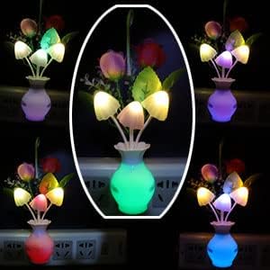 AUSAYE 4 Pack Plug in LED Night Light Sensor Light Rose Flower Decor,Energy Saving Lamp Dream Nightlight Mushroom Night Lights for Kids Adults Bedroom,Bathroom,Living Room,Kitchen,Hallway