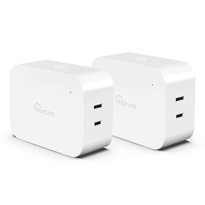 TREATLIFE Dimmable Smart Plug 2 Pack, 2.4GHz Smart Plug Works with Alexa, Google Home and SmartThings, for Dimmable LED, CFL, Incandescent and Halogen Lamps, Sunrise and Sunset Simulation, Sleep Aid