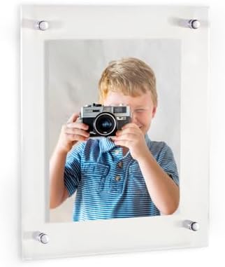 ArtToFrames 10x13 Inch Double Panel Floating Acrylic Picture Frame (Full Frame is 14x17) comes with Chrome Standoff Hardware, Made in the USA, 1 Pack