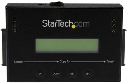 StarTech.com 1:1 Standalone Hard Drive Duplicator & Eraser, SATA HDD / SSD Disk Cloner / Copier / Wiper / Sanitizer, Cloning / Recovery Tool, LCD Display, TAA Compliant, OS Independent (SATDUP11)