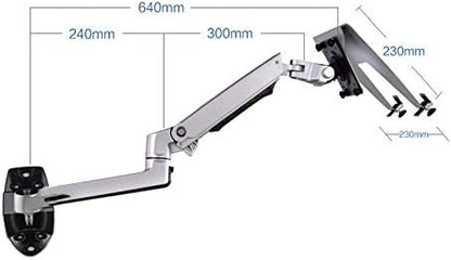 NBGYS XSJ8012WT Aluminum Alloy Mechanical Spring Arm Wall Mount Laptop Holder Full Motion Laptop Mount Arm Monitor Stand (Black)