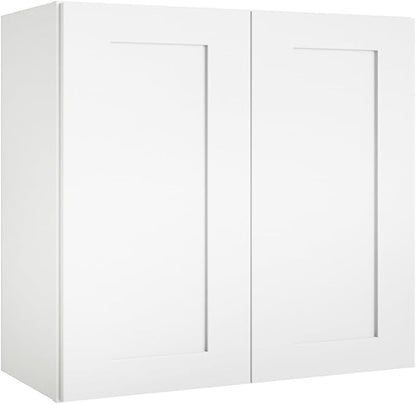 Wall Kitchen Cabinets, White Shaker Cabinet, Wall Mounted, RTA Upper Cabinet, Modern for Kitchen and Bathroom with Door (White, 30" W x 36" H x 12" D)