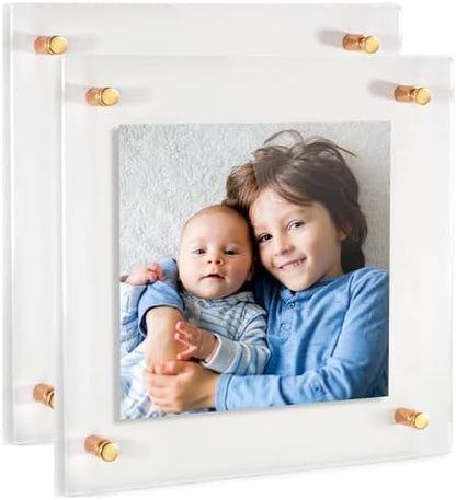 ArtToFrames 20x20 Inch Double Panel Floating Acrylic Picture Frame (Full Frame is 24x24) comes with Gold Standoff Hardware, Made in the USA, 2 Pack