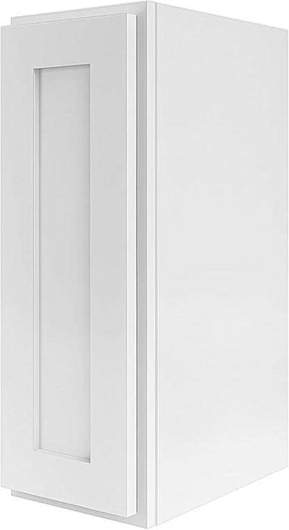 Wall Kitchen Cabinets, RTA Cabinets, White Shaker Cabinet, Wall Mounted, RTA Upper Cabinet, Modern for Kitchen and Bathroom with Door (White, 09" W x 36" H x 12" D)