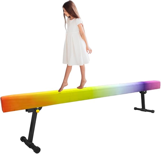 Wesky Adjustable Balance Beam,High and Low Floor Beam Gymnastics Equipment,Professional Gymnastics Beam for Kids Home Training with Foldable Legs