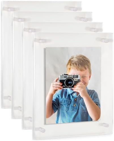 ArtToFrames 24x36 Inch Double Panel Floating Acrylic Picture Frame (Full Frame is 28x40) comes with White Standoff Hardware, Made in the USA, 4 Pack
