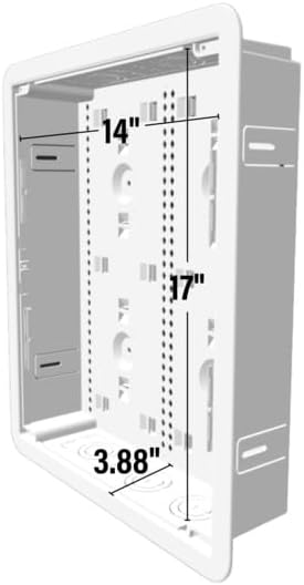 Legrand - OnQ Cable Management, In-Wall Media Box, Dual Purpose Structured Wiring Enclosure, TV Home Theater Recessed Storage Box, 17 Inch, White, ENP1700NA