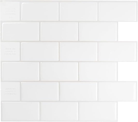 SMART TILES Peel and Stick Backsplash - 10 Sheets of 10.95" x 9.70" - 3D Adhesive Peel and Stick Tile Backsplash for Kitchen, Bathroom, Wall Tile, Norden