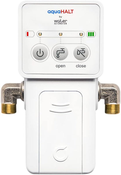 aquaHALT Smart Home Water Toilet Leak Detector Alarm and Automatic Shut Off Valve - Water Sensor Alarm Shut Off Tool - Easy Installation - Battery Operated - Protect Your Home from Water Damage