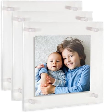 ArtToFrames 20x20 Inch Double Panel Floating Acrylic Picture Frame (Full Frame is 24x24) comes with White Standoff Hardware, Made in the USA, 3 Pack