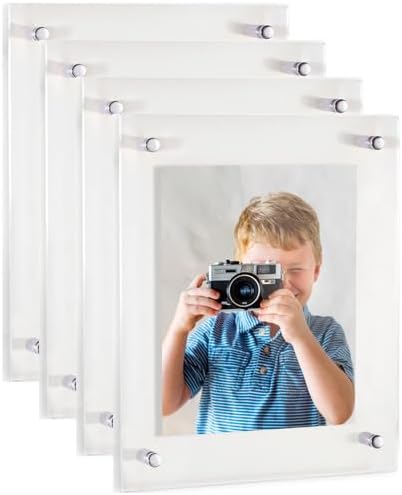 ArtToFrames 22x36 Inch Double Panel Floating Acrylic Picture Frame (Full Frame is 26x40) comes with Chrome Standoff Hardware, Made in the USA, 4 Pack