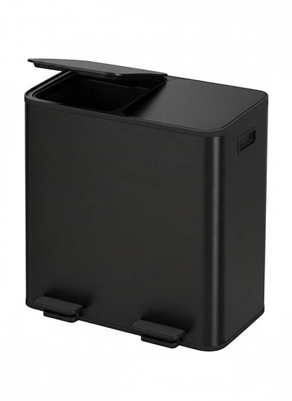 Garvee Trash Can, 2 x 10.6 gal (2 x 40 L) Garbage Can for Kitchen Dual Compartment Recycling Kitchen Step Trash Bin, Stainless Steel Trash and Recycle Bin Combo with Soft-Close Lid,Black