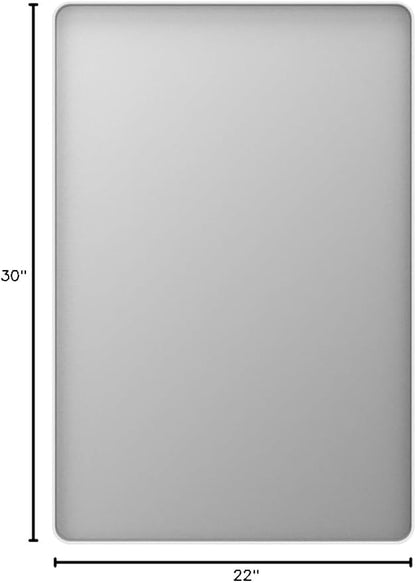 LOAAO 22x30 Inch White Metal Framed Bathroom Mirror for Wall, White Bathroom Vanity Mirror Farmhouse, Large Rounded Rectangle Mirror, Anti-Rust, Hangs Horizontally or Vertically