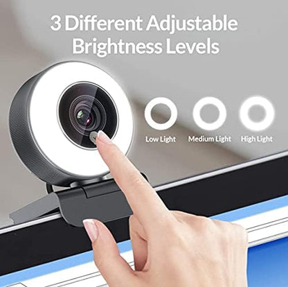 Angetube Streaming 1080P HD Webcam Built in Adjustable Ring Light and Mic. Advanced autofocus AF Web Camera for Google Meet Gamer Facebook YouTube Streamer