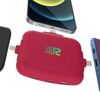 Rush Charge Universal COMET Portable Power Bank – 3200mah, 2.1A High-Speed Fast Charging - Apple Lightning, Type C, Micro-USB Charges 3 Devices at a Time Pre-Charged Compatible with iPhone 17 16 15 14