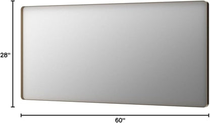 LOAAO 60”X28” Gold Bathroom Mirror, Rounded Rectangle Gold Frame Mirror, Brushed Gold Bathroom Vanity Mirror Wall-Mounted, Anti-Rust, Tempered Glass, Hangs Horizontally or Vertically