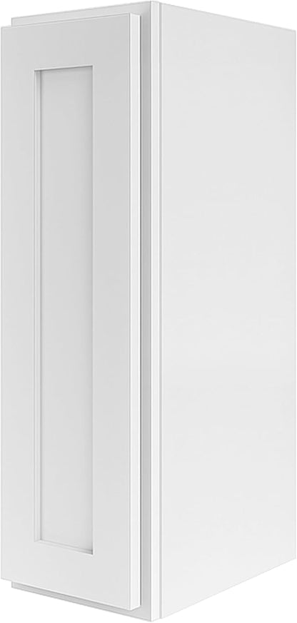 Wall Kitchen Cabinets, RTA Cabinets, White Shaker Cabinet, Wall Mounted, RTA Upper Cabinet, Modern for Kitchen and Bathroom with Door (White, 09" W x 42" H x 12" D)