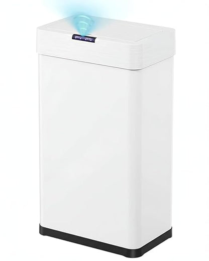 TLSUNNY 18.5 Gallon Motion Sensor Trash Can,Touchless Automatic Garbage Can,Brushed Stainless Steel Smart Bin,with Bag Holder,Soft Close Lid,for Kitchen,Office,RV,Bedroom,Living Room (White, 70L)