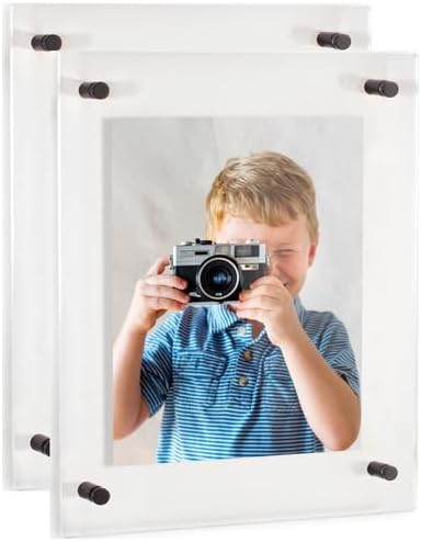ArtToFrames 14x16 Inch Double Panel Floating Acrylic Picture Frame (Full Frame is 18x20) comes with Black Standoff Hardware, Made in the USA, 2 Pack