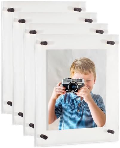 ArtToFrames 22x36 Inch Double Panel Floating Acrylic Picture Frame (Full Frame is 26x40) comes with Black Standoff Hardware, Made in the USA, 4 Pack