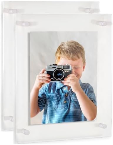ArtToFrames 15x19 Inch Double Panel Floating Acrylic Picture Frame (Full Frame is 19x23) comes with White Standoff Hardware, Made in the USA, 2 Pack