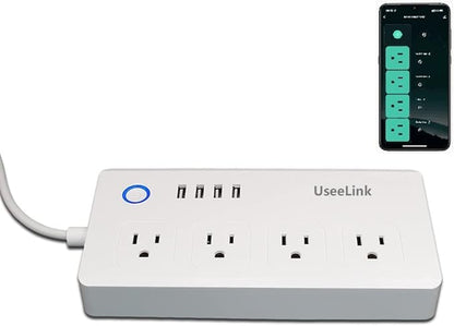 Smart Power Strip, UseeLink WiFi Surge Protector Compatible with Alexa & Google Home, Smart Plug with 4 USB Ports & 4 AC Outlets, Voice and Remote Control & Timer Schedule, 5ft Extension Cord