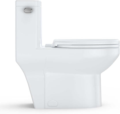 One Piece Toilet - Elongated Ceramic Design, Soft Closing PP Toilet Cover, Easy Clean Surface, Water Efficient Flush, Compact Durable Build