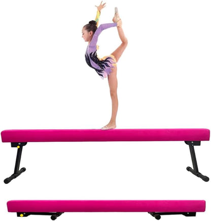 Adjustable&Foldable Gymnastics Balance Beam,6FT/8ft High-Low Level Floor Gymnastic Beam,No Tool Require, Gym Equipment for for Kids Children Girls Home Training