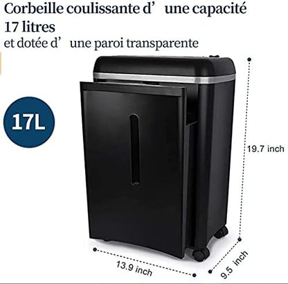 WOLVERINE 8-Sheet Super Micro Cut High Security Level P-5 Ultra Quiet Paper/Credit Card Home Office Shredder with 4.5 gallons Pullout Waste Bin SD9101 (Black)