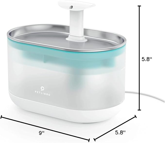 PETLIBRO Cat Water Fountain Stainless Steel,Ultra Quiet,71fl oz/2.1L Automatic Cat Fountain,Two Flow Modes,BPA-Free Capsule Metal Healthy Pet Water Fountain for Cats Inside