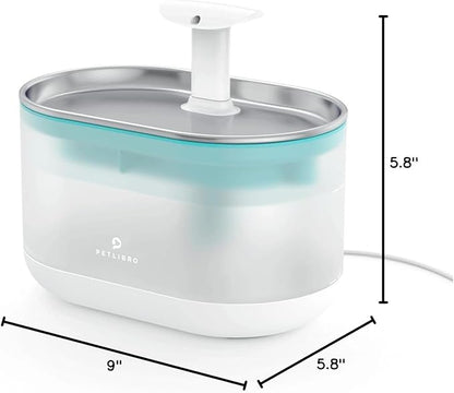 PETLIBRO Cat Water Fountain Stainless Steel,Ultra Quiet,71fl oz/2.1L Automatic Cat Fountain,Two Flow Modes,BPA-Free Capsule Metal Healthy Pet Water Fountain for Cats Inside