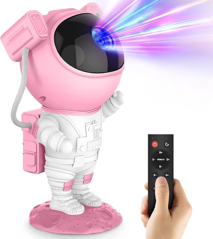 AceGamer Astronaut Galaxy Projector Night Light with Timer and Remote Star Starry Nebula LED Lamp, Gift for Kids and Adults for Bedroom, Christmas, Birthday, Valentine's Day etc. (Pink-White)