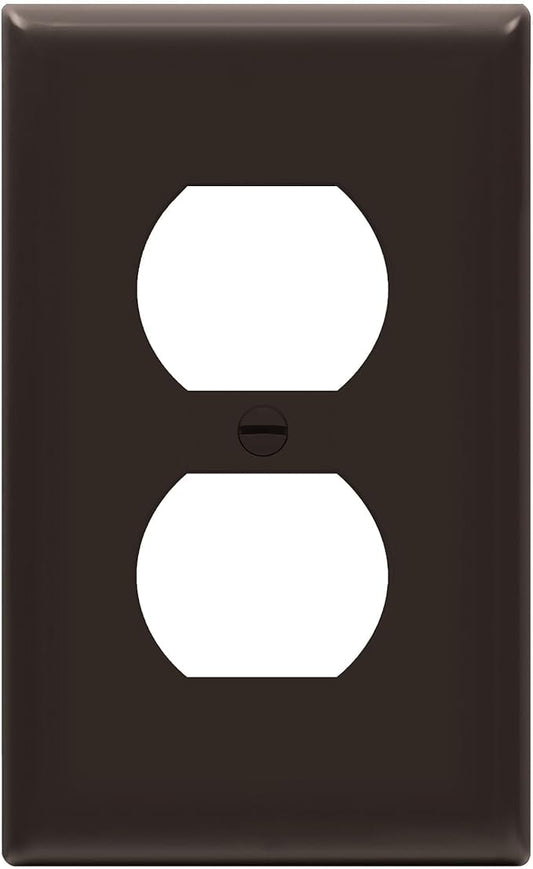 ENERLITES Duplex Receptacle Outlet Wall Plate, Gloss Finish, Size 1-Gang 4.50" x 2.76", Unbreakable Polycarbonate Thermoplastic, UL Listed, 8821-BR, Brown