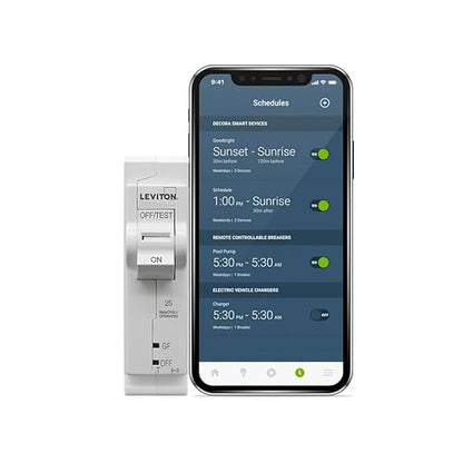 Leviton 2nd Gen Smart Circuit Breaker with Remote Control, GFPE, 1-Pole 25 Amp, 120-Volt, 10kA Interrupt Rating, LB125-EST