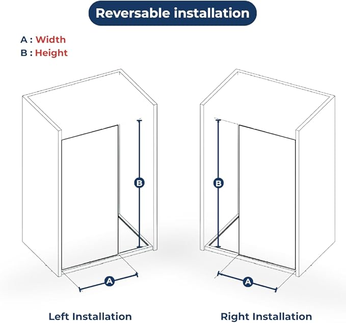 Fixed Glass Shower Panel for Bathroom - 3/8'' Thick Clear Tempered Frameless Glass Shower Door, 36" x 76" Hard Water Resistant with Chrome Finish - By Yana Glass and Mirror