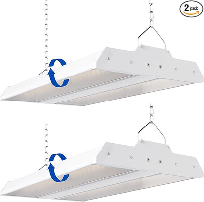 JTT LED Linear High Bay Light, 5000K Daylight 150W 21000LM 1.35FT Shop Light Commercial 360° Adjustable Tilt Hanging LED High Bay Shop Lighting Fixtures for Garage Warehouse Workshop Store, ETL 2-Pack