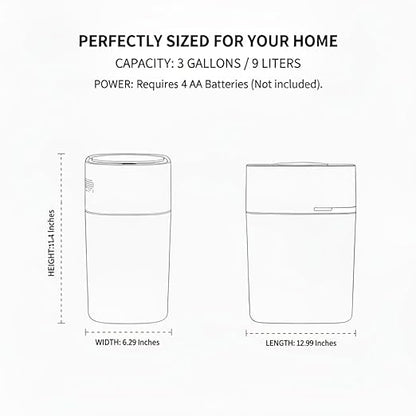 MUEE 3 Gallon Motion Senor Bathroom Trash Can with Lid, Automatic Trash Can Auto-Adsorption Touchless Garbage Can, Slim Small Trash Bin Waterproof Waste Basket for Toilet Bedroom Living Room Office RV