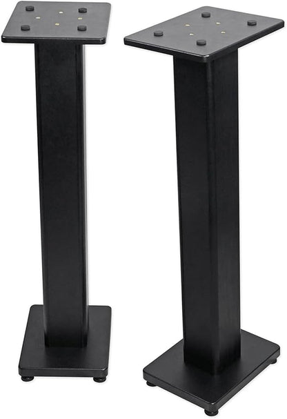 Rockville Pair RHT28 28 Inch Bookshelf Speaker Stands, 60 lbs Capacity, Surround Sound Home Theater, Premium Wood, Dual Top Plates, Sand-Fillable, for Audiophiles and Studio Monitors