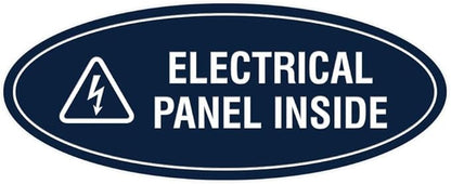Signs ByLITA Oval Electrical Panel Inside Sign (Navy Blue/White) - Small