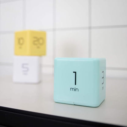 mooas Cube Timer (Mint), Flip Timer Productivity Timer, Time Management, Block Timer Kids Cube Timer Kitchen Timer Desk Timer for Studying Workout Classroom 1, 3, 5, 10 min Timer Setting