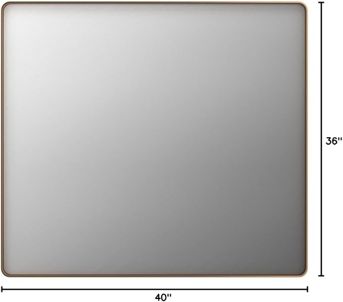 LOAAO 40”X36” Gold Bathroom Mirror, Rounded Rectangle Gold Frame Mirror, Brushed Gold Bathroom Vanity Mirror Wall-Mounted, Anti-Rust, Tempered Glass, Hangs Horizontally or Vertically