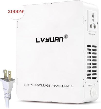 LVYUAN 3000W Watt Voltage Transformer Converter Step Up/Down Converter 110/120 Volt - 220/240 Volt with Circuit Breaker Protection for Euro China Korea Appliances[3 Year Warranty]