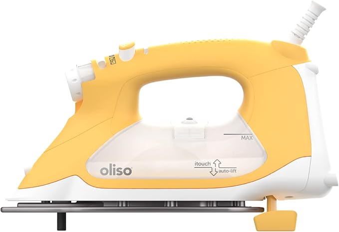 oliso TG1600 ProPlus Smart Iron with Auto-Lift – 1800 Watt Steam Iron for Clothes, Sewing, Quilting & Crafting – Diamond Ceramic-Flow Soleplate, Butterscotch