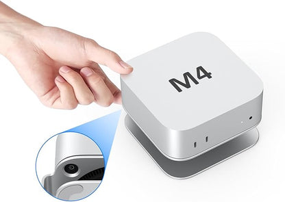 AKKYAJAURE Mac mini M4 Dock Stand, Aluminum Desktop Stand Mount for New Mac mini M4 and M4 Pro, Improved Cooling, Easy Power Button Access & Desk Organization – Essential Mac mini M4 Accessories